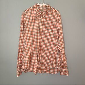 J Crew Button Up Shirt Men Size XL Blue Red Plaid Check Long Sleeve  Slim Fit
